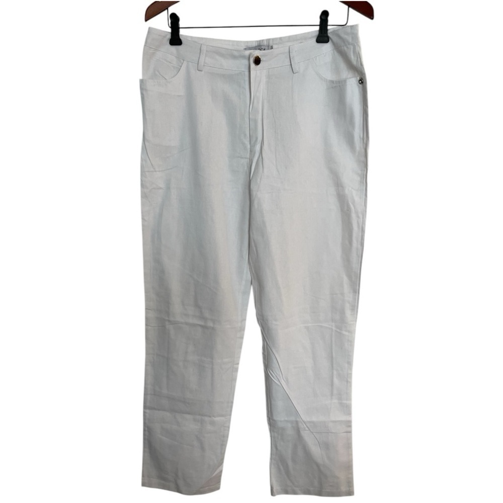 Miss look cotton blend Women's White straight leg pants size Large